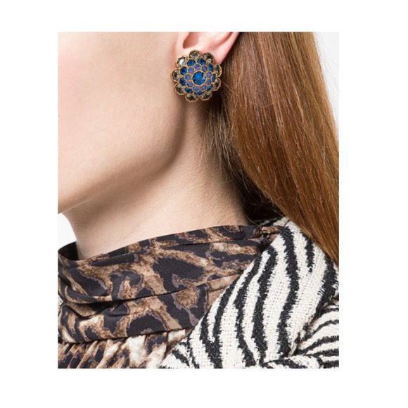 Versace Blue Crystal Embellished Clip-on Earrings - Picture 13 of 13